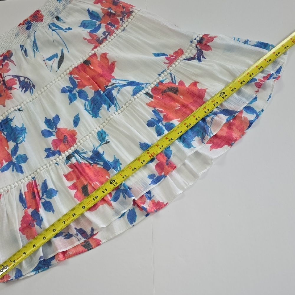 Ricki's Women's White Midi Blue Pink Floral Print Boho Tiered Lined Skirt Size S - Picture 12 of 12
